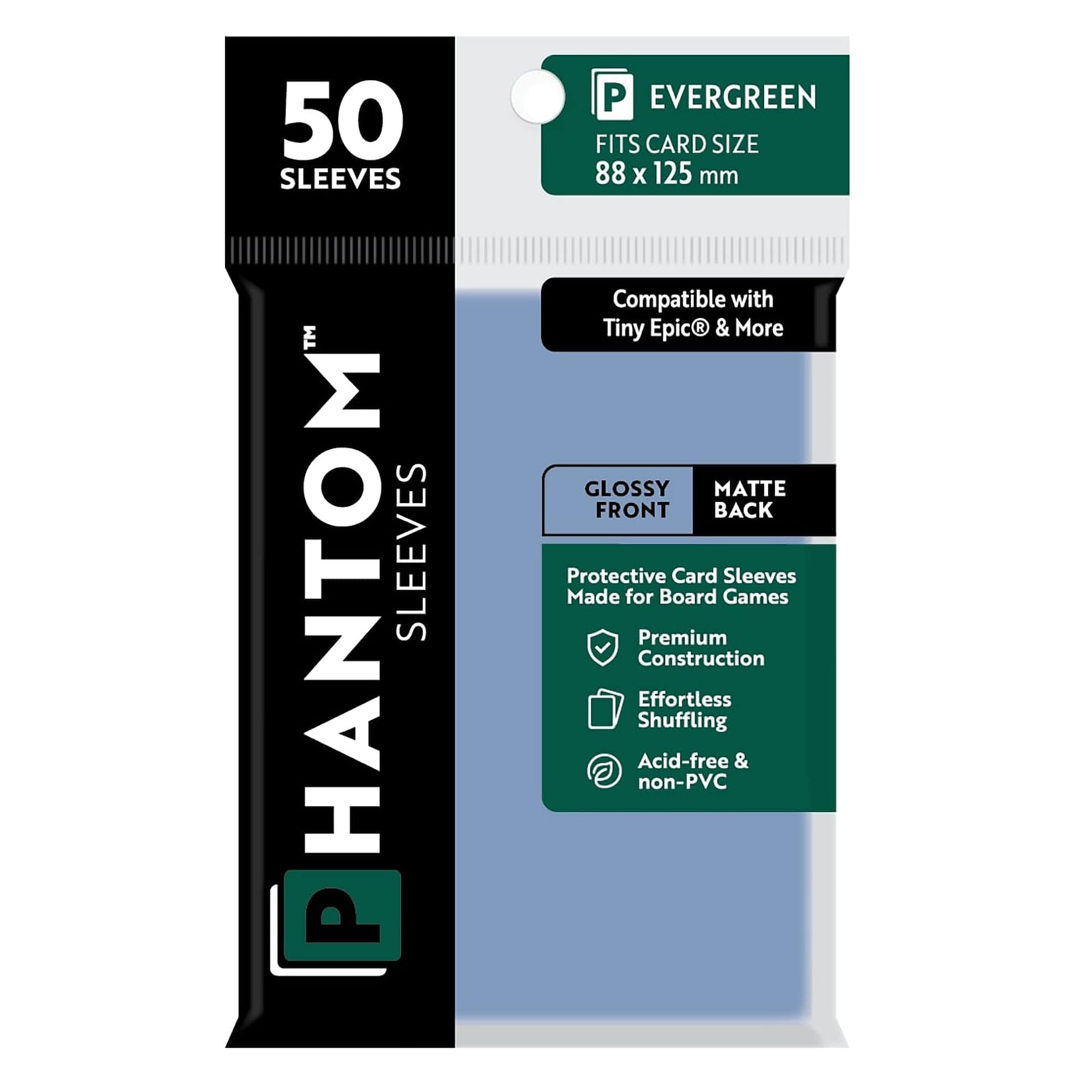 """Phantom Sleeves: """"Evergreen Size"""" (88mm x 125mm) - Gloss/Matte (50)""" - Lost City Toys