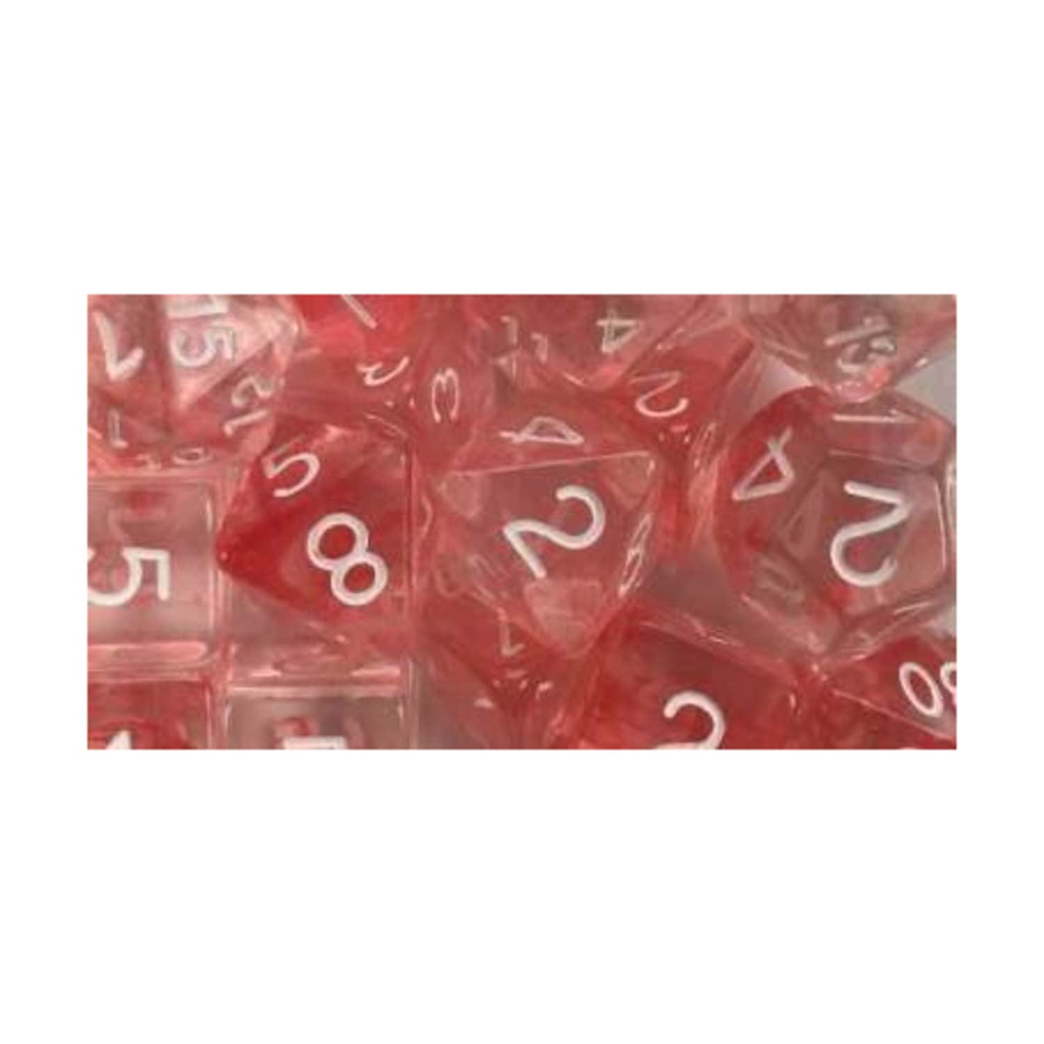 Polyhedral Dice: Diffusion Cherry with White Numbers - Set of 7 - Lost City Toys