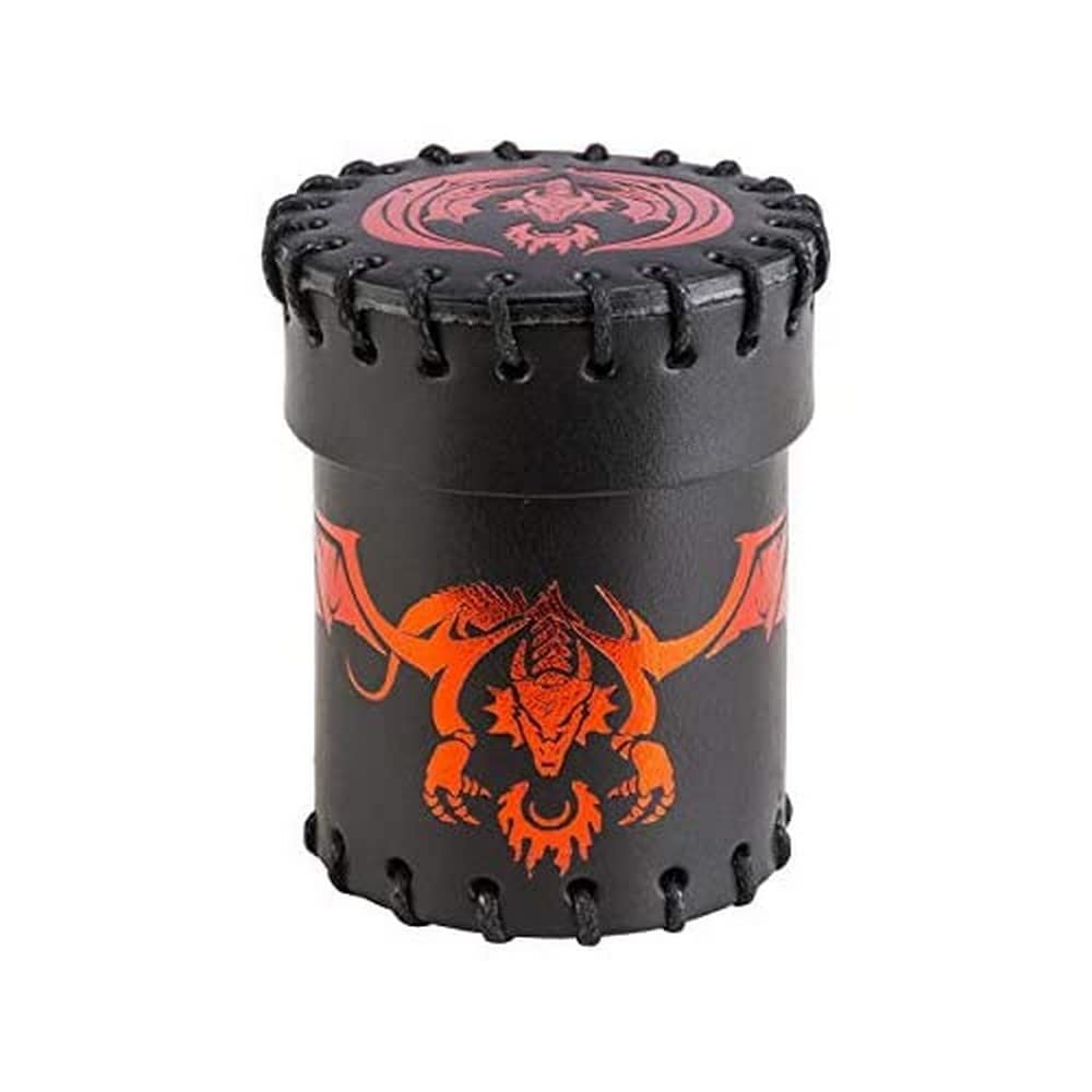 Q-Workshop Accessories Q-Workshop Dice Cup: Flying Dragon Black/Red Leather