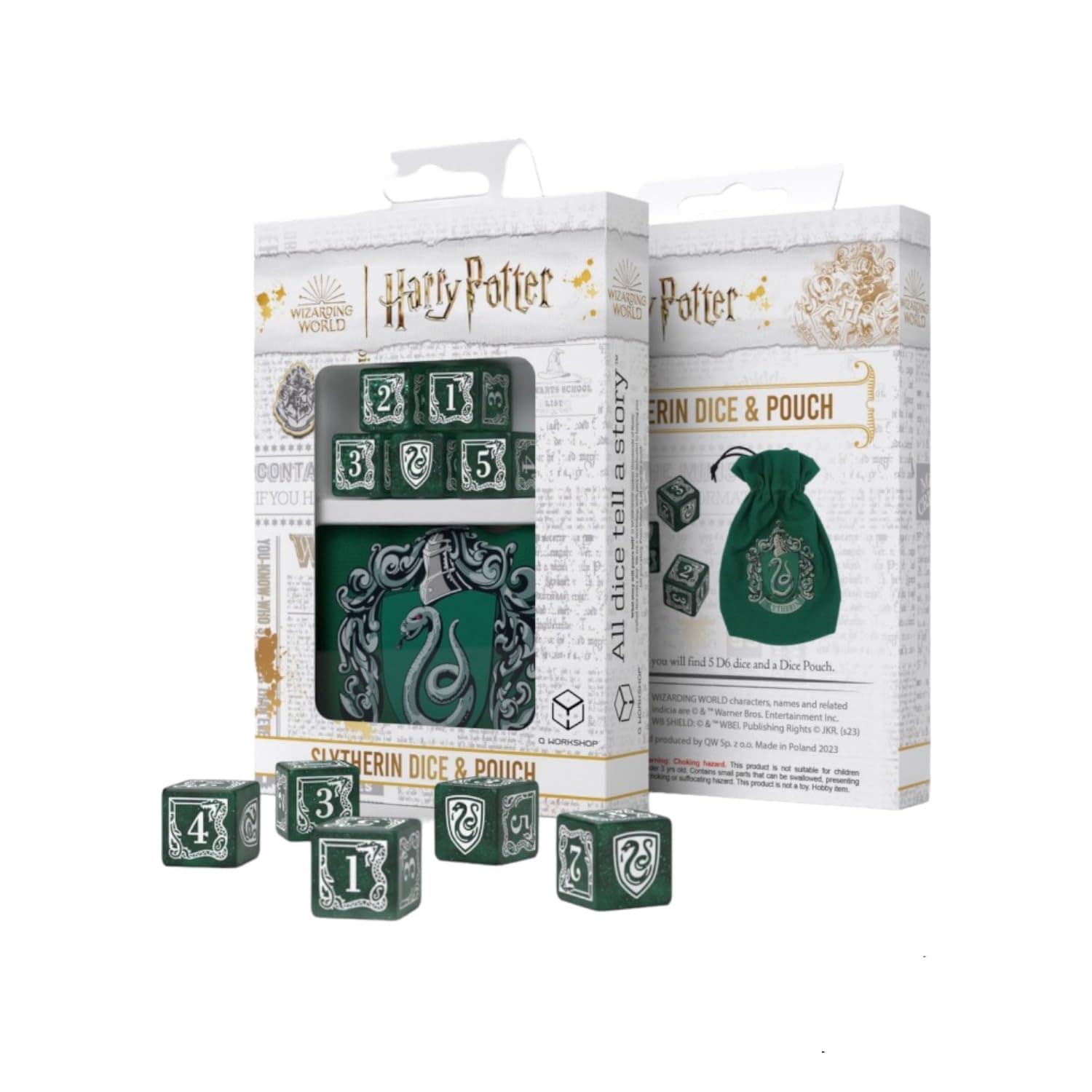 Q-Workshop Accessories Q-Workshop Harry Potter Slytherin D6 Dice & Pouch Set
