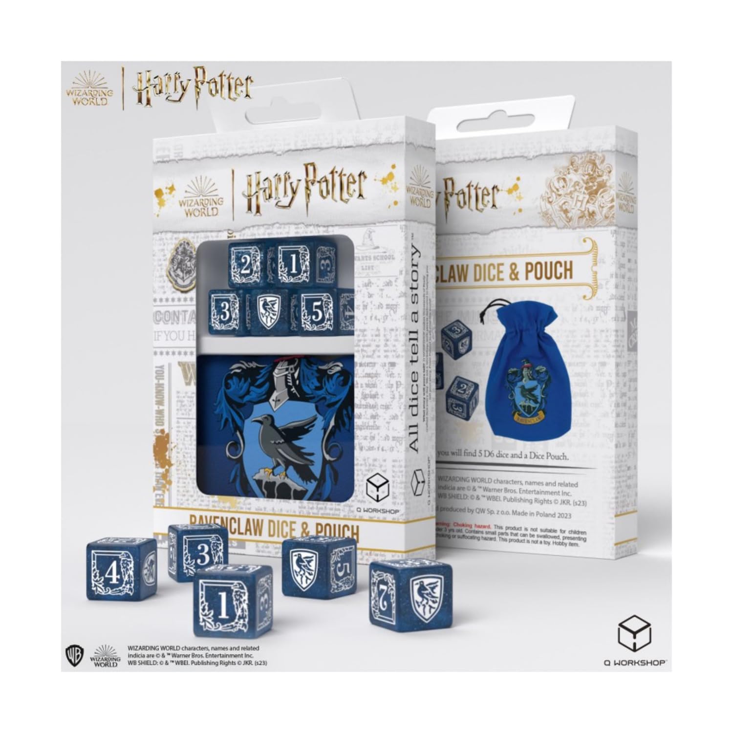 Q - Workshop Harry Potter Ravenclaw D6 Dice & Pouch Set - Lost City Toys