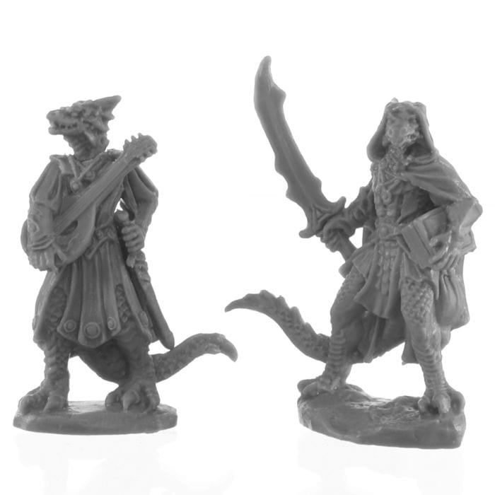 Reaper Miniatures Bones Black: Dragonfolk Bard and Thief - Lost City Toys