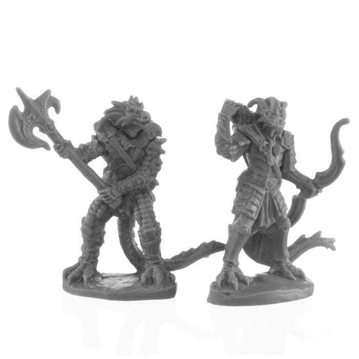 Reaper Miniatures Bones Black: Dragonfolk Fighter and Ranger - Lost City Toys