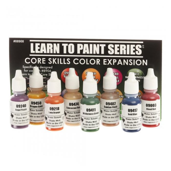 Reaper Miniatures Learn To Paint Kit: Core Skills Color Expansion Paint Set - Lost City Toys