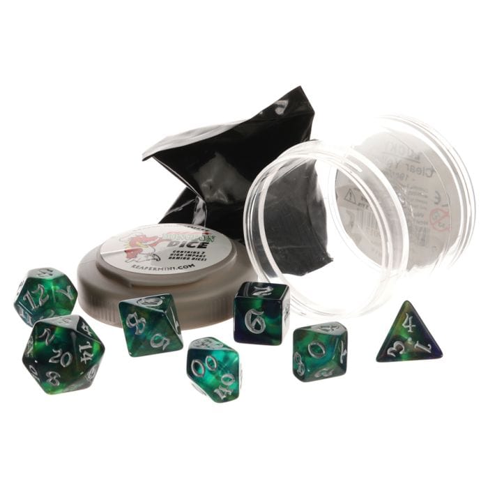 Reaper Miniatures Pizza Dungeon Dice: Boss Cool Nebula with Silver - Lost City Toys