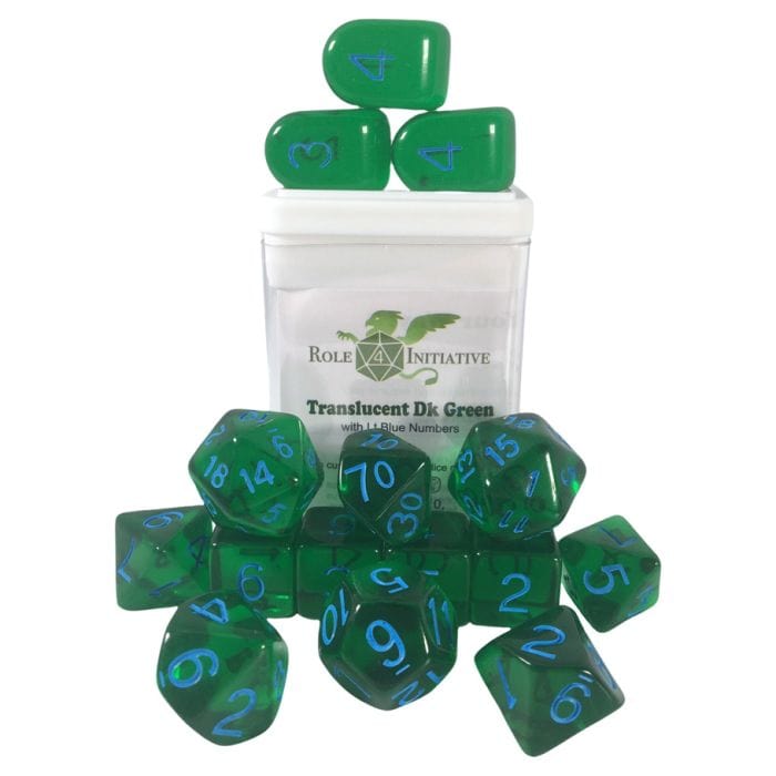 Role 4 Initiative 15 - Set Translucent Dark Green with Light Blue with Arch'd4 - Lost City Toys