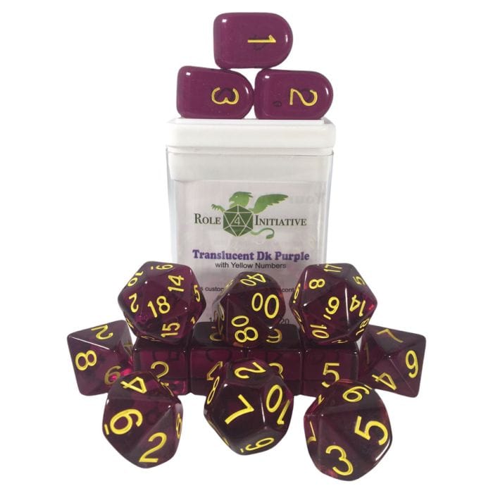 Role 4 Initiative 15 - Set Translucent Dark Purple with Yellow with Arch'd4 - Lost City Toys