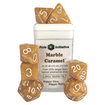 Role 4 Initiative 7 Dice Set: Marble Caramel wtih White - Lost City Toys