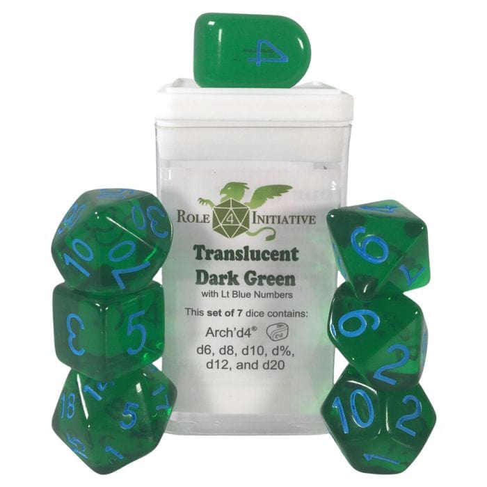 Role 4 Initiative 7 - Set Translucent Dark Green with Light Blue with Arch'd4 - Lost City Toys