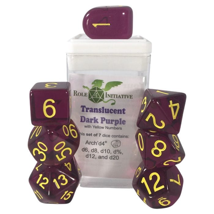 Role 4 Initiative 7 - Set Translucent Dark Purple with Yellow with Arch'd4 - Lost City Toys