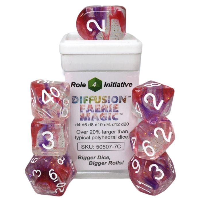 Role 4 Initiative Dice and Dice Bags Role 4 Initiative 7-Set Diffusion Faerie Magic with Arch'd4 & Balance'd20