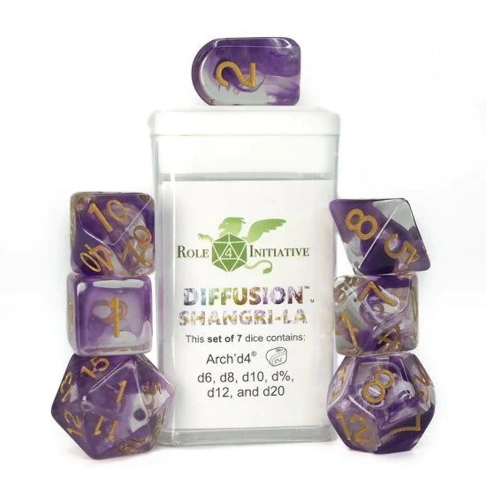 Role 4 Initiative Polyhedral Dice: Diffusion Shangri - La - Set of 7 - Lost City Toys