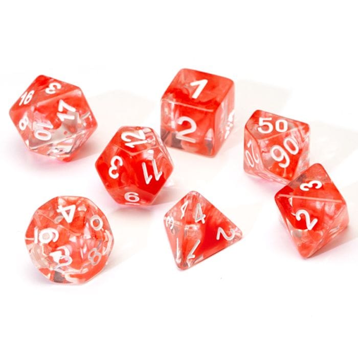 Sirius Dice 7 - Set Cloud Resin Red with White - Lost City Toys