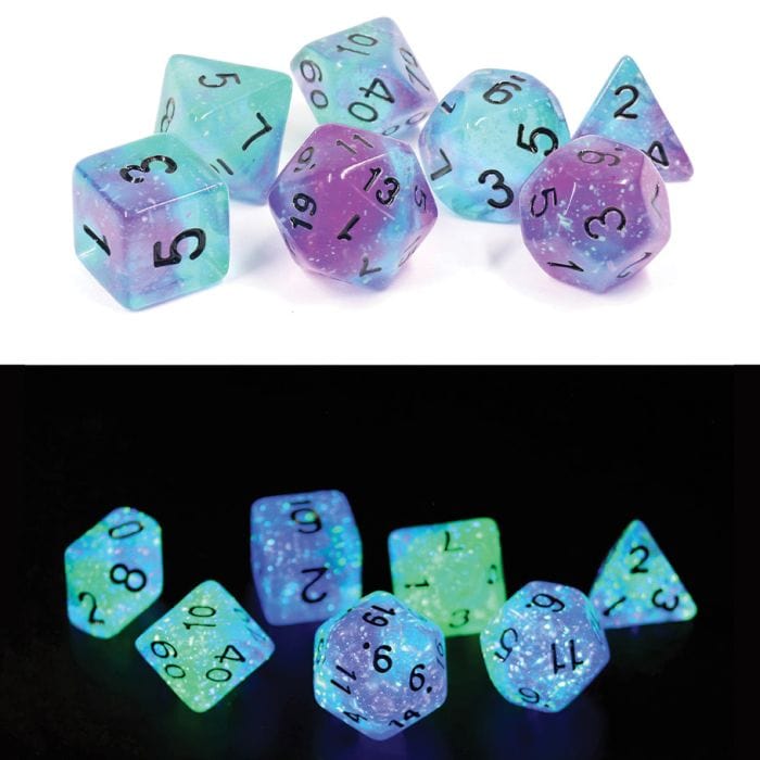 Sirius Dice 7 - Set Glowworm Peacock - Lost City Toys