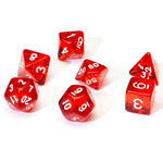 Sirius Dice 7 - Set Translucent Resin Red with White - Lost City Toys