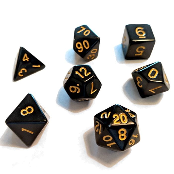 Sirius Dice Dice and Dice Bags Sirius Dice 7-Set Opaque Resin Black with Gold