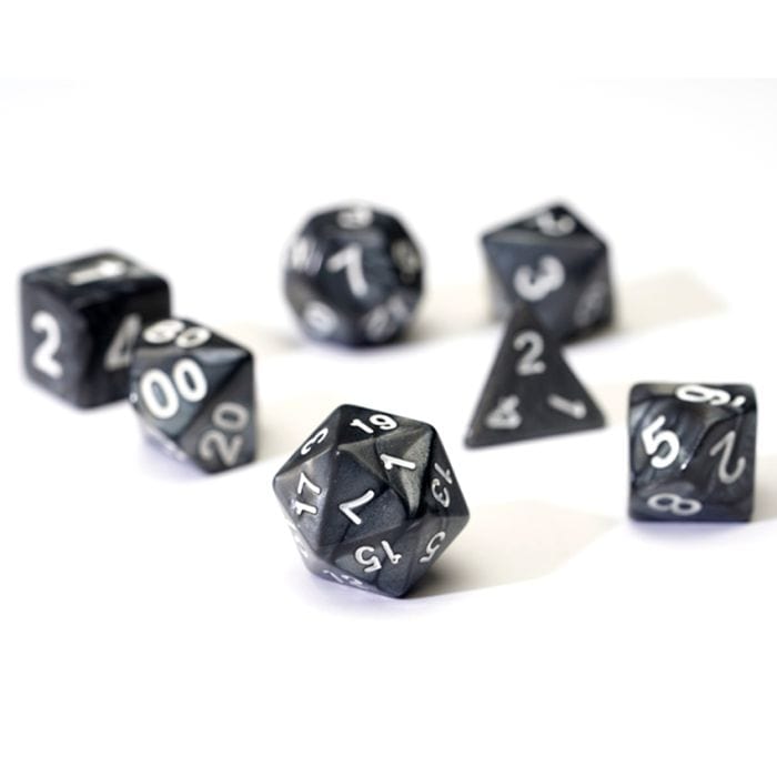 Sirius Dice Dice and Dice Bags Sirius Dice 7-Set Pearl Acrylic Charcoal Grey with White