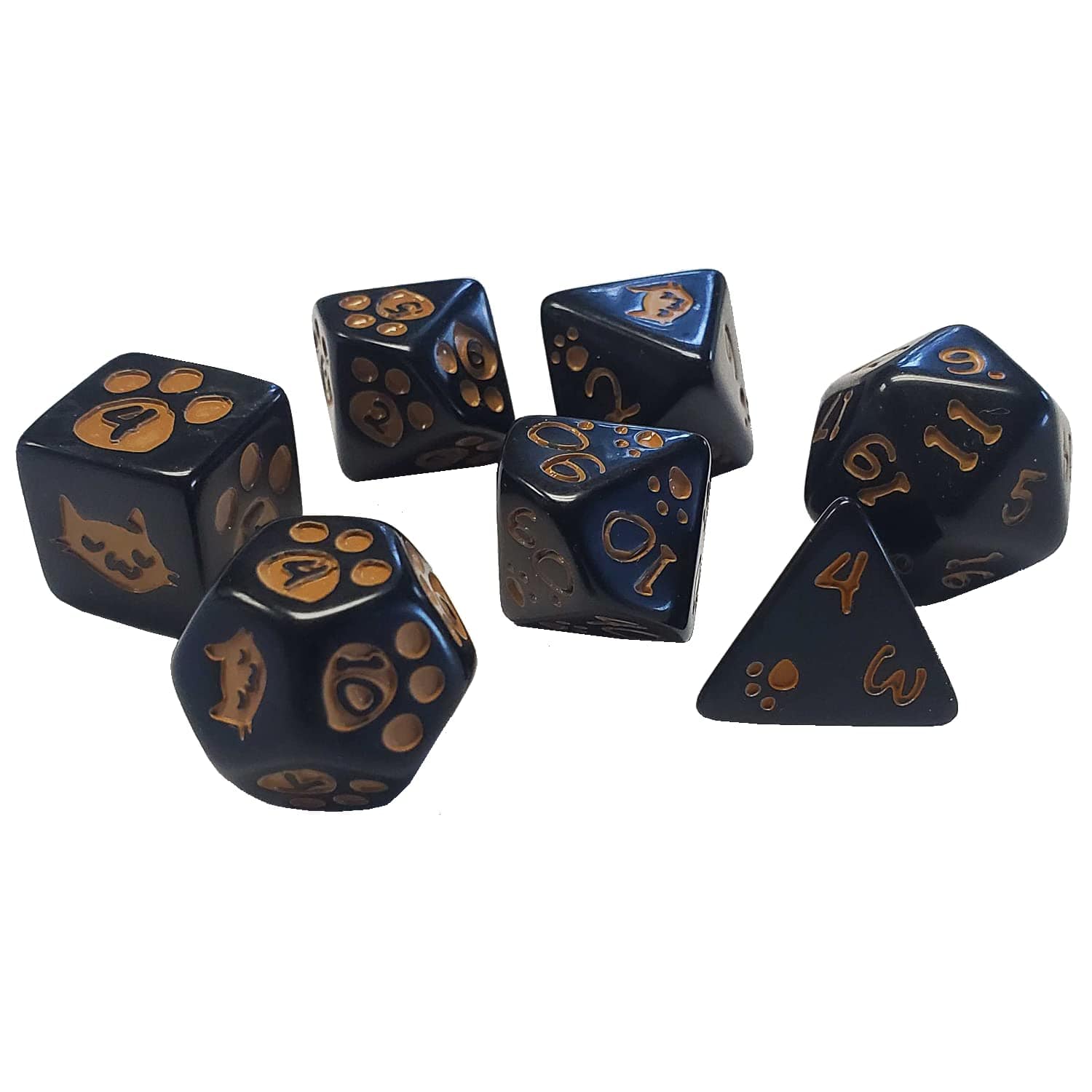 Steve Jackson Games Polyhedral Dice Set (7): Kitten - Black - Lost City Toys