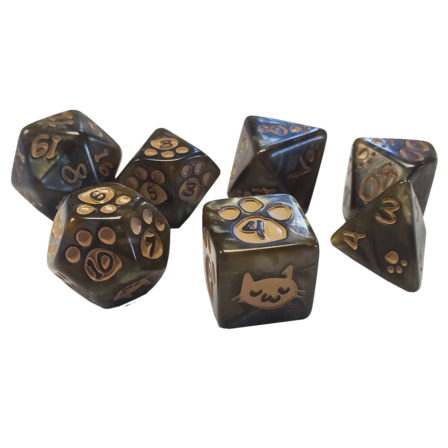 Steve Jackson Games Polyhedral Dice Set (7): Kitten - Brown - Lost City Toys