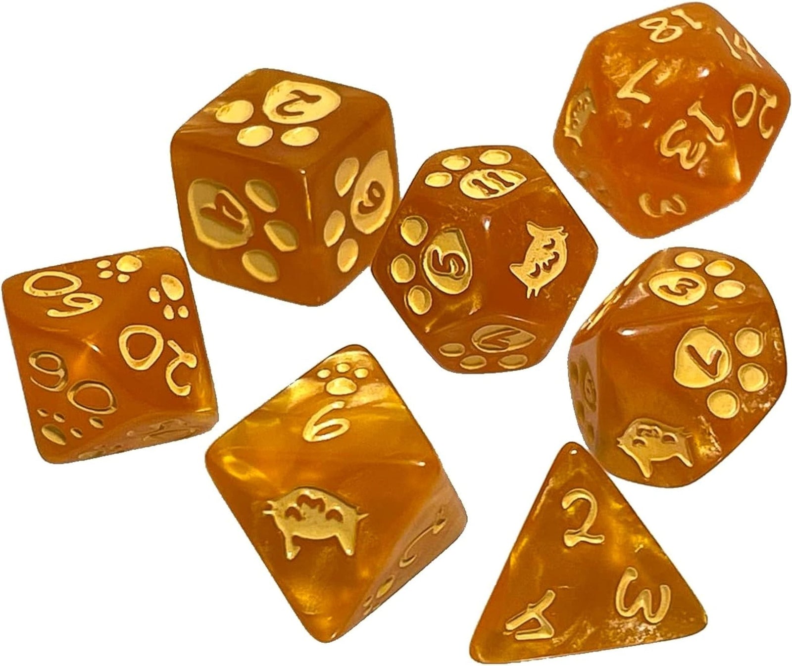 Steve Jackson Games Polyhedral Dice Set (7): Kitten - Orange - Lost City Toys