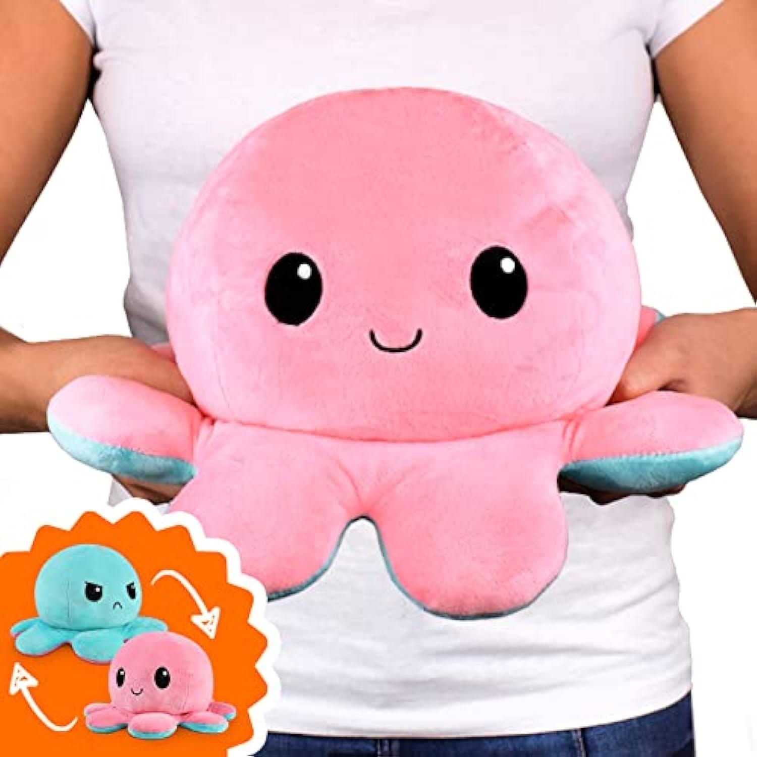 Teeturtle BIG Reversible Octopus Plushie: Pink and Aqua - Lost City Toys