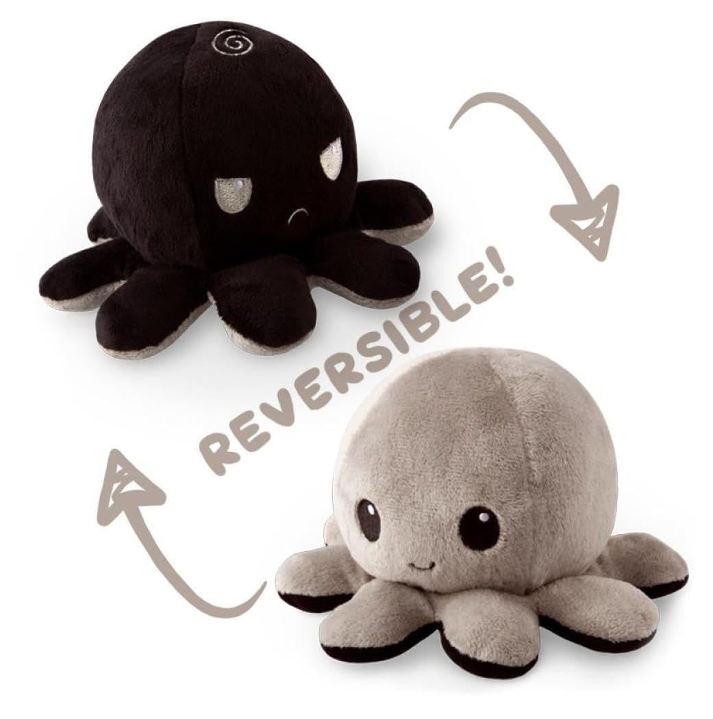 Teeturtle Reversible Octopus Plushie: Black and Gray - Lost City Toys