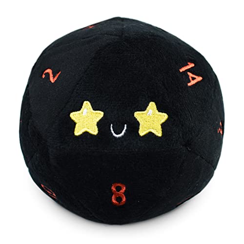 Teeturtle Toys and Collectible Teeturtle D20 Dice Plushie: Starry Eyes & Fire Eyes - Black