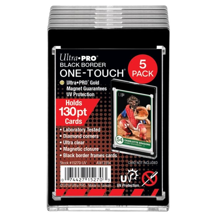 Ultra Pro Card Accessories Ultra Pro One-Touch: Black Border UV Magnetic Holder 130pt (Pack of 5)