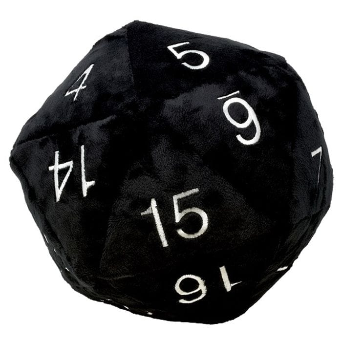 Ultra Pro Jumbo d20 Plush: Black with Silver - Lost City Toys
