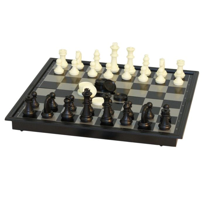 """WorldWise Imports 10"""" Magnetic Chess with Non Magnetic Checkers""" - Lost City Toys