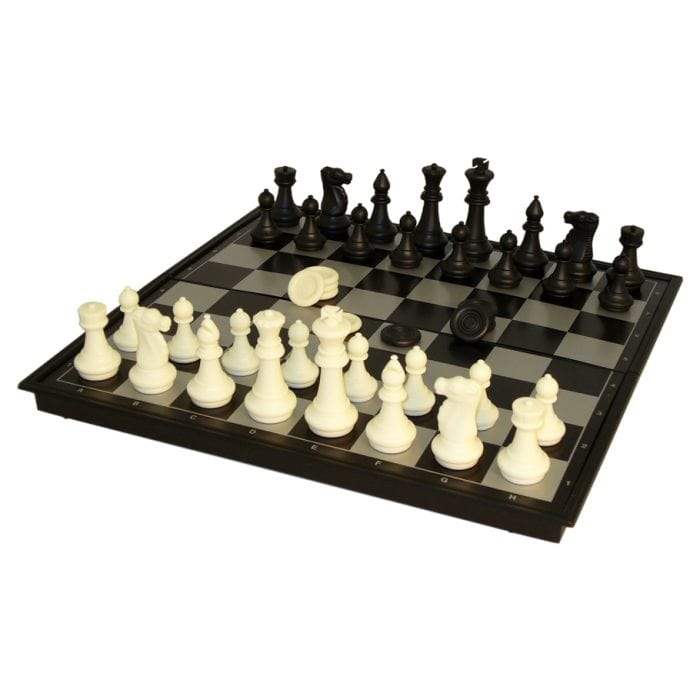 """WorldWise Imports 14"""" Folding Mag Chess & Non - Mag Checkers""" - Lost City Toys