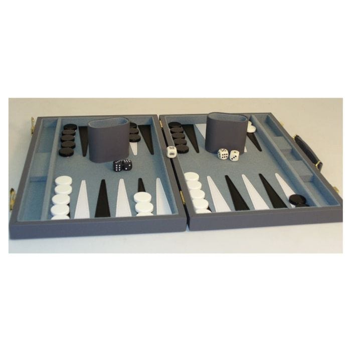 """WorldWise Imports Backgammon Set 18"""" Grey Vinyl""" - Lost City Toys