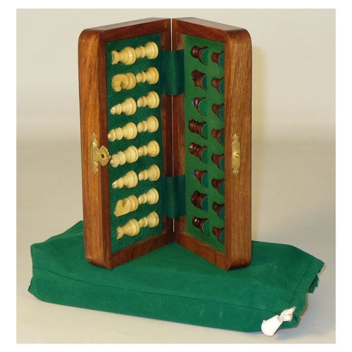 """WorldWise Imports Sheesham wood 7"""" x 3 1/2"""" Magnetic Folding Chess Set""" - Lost City Toys